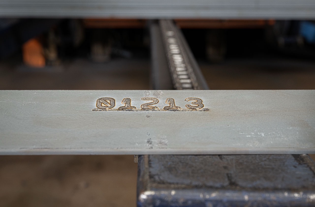 In addition to applying labels, we can also apply part and heat numbers with plasma marking.